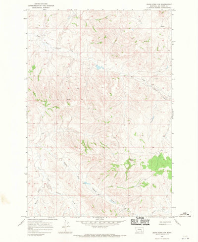 United States Geological Survey Jeans Fork NW, MT (1967, 24000-Scale) digital map
