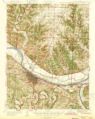 United States Geological Survey Jefferson City, MO (1942, 62500-Scale) digital map