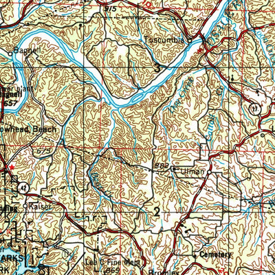 United States Geological Survey Jefferson City, MO (1955, 250000-Scale) digital map