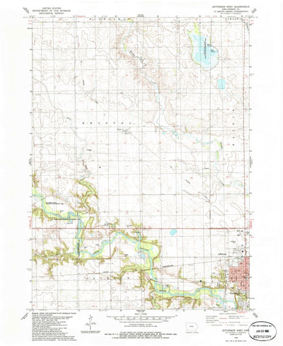United States Geological Survey Jefferson West, IA (1986, 24000-Scale) digital map
