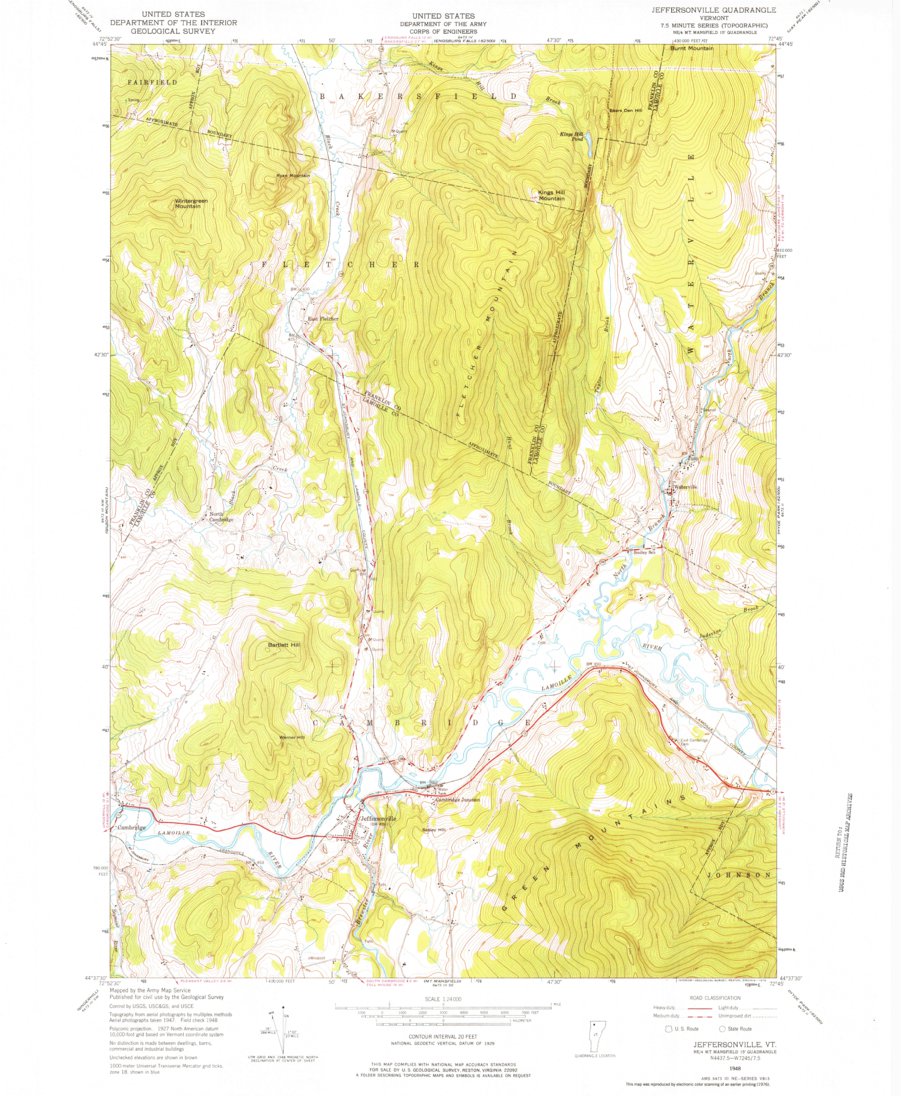 Jeffersonville, VT (1948, 24000Scale) Map by United States Geological