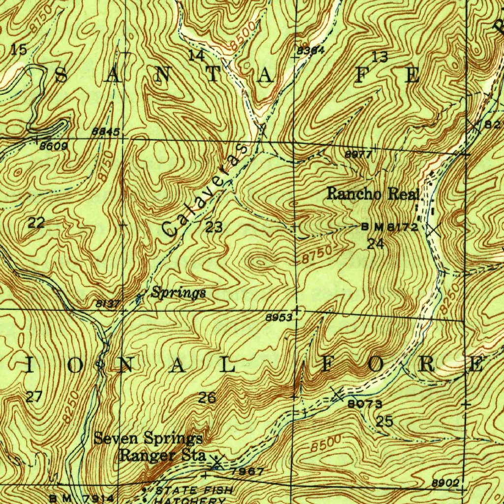 Jemez Springs, NM (1944, 62500-Scale) Map by United States Geological ...