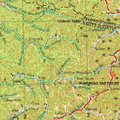 United States Geological Survey Jenkins, KY-VA-WV (1957, 250000-Scale) digital map