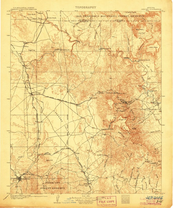 Jerome, AZ (1905, 125000Scale) Map by United States Geological Survey