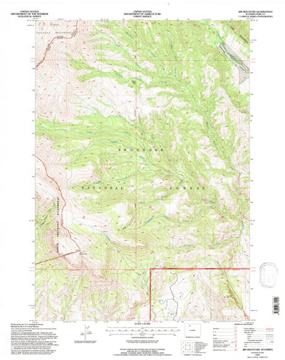 United States Geological Survey Jim Mountain, WY (1991, 24000-Scale) digital map