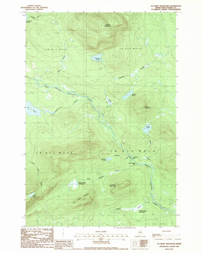 United States Geological Survey Jo-Mary Mountain, ME (1988, 24000-Scale) digital map