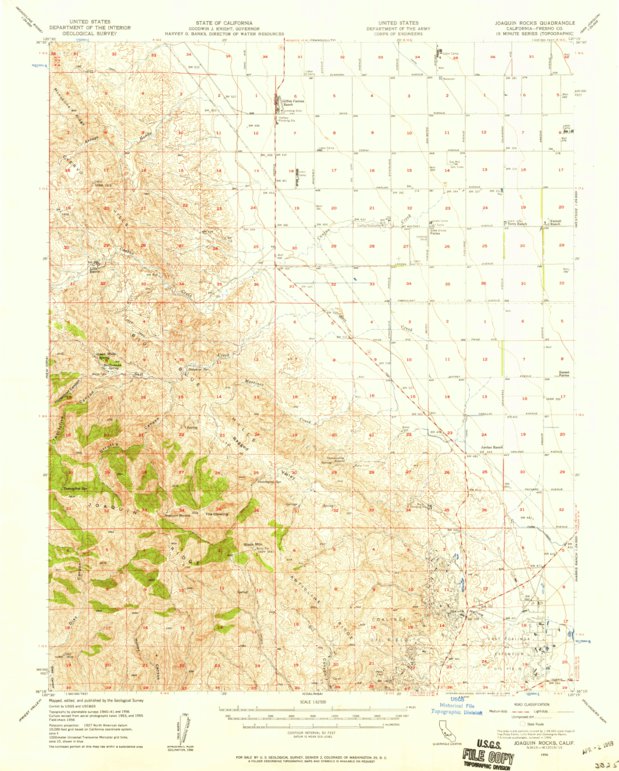 Joaquin Rocks, CA (1956, 62500-Scale) Map by United States Geological ...