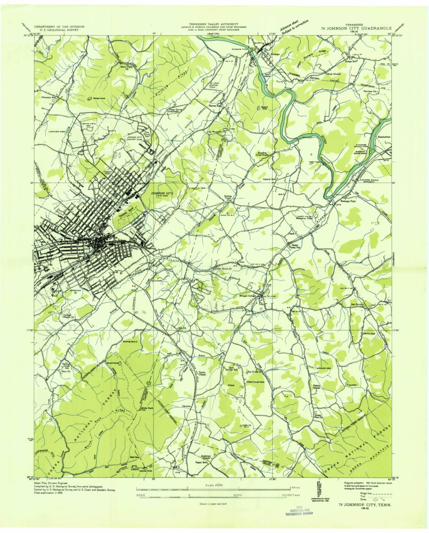 Johnson City, TN (1935, 24000-Scale) Map by United States Geological ...