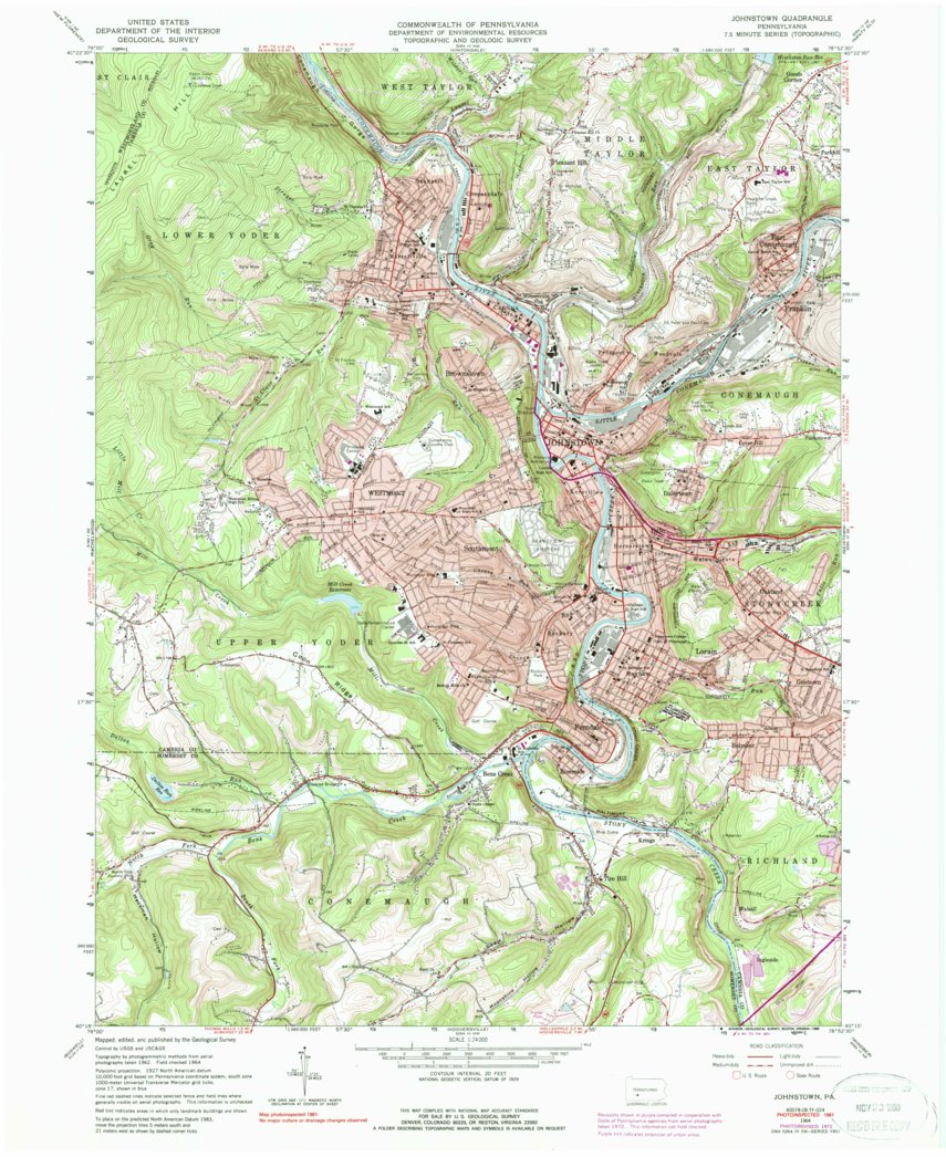 Johnstown, PA (1964, 24000-Scale) Map by United States Geological ...