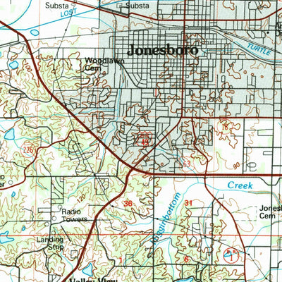 United States Geological Survey Jonesboro, AR-TN-MO (1986, 100000-Scale) digital map