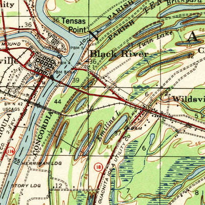 United States Geological Survey Jonesville, LA (1941, 62500-Scale) digital map