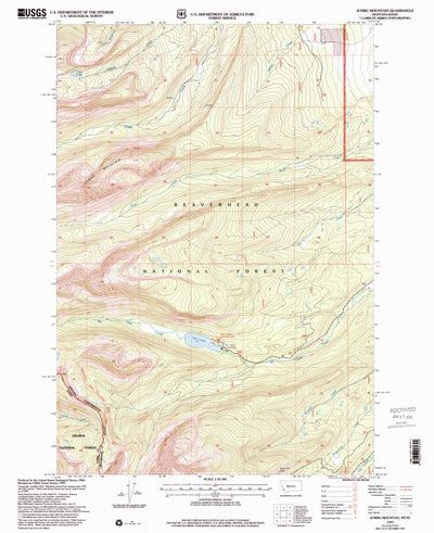 United States Geological Survey Jumbo Mountain, MT-ID (1997, 24000-Scale) digital map