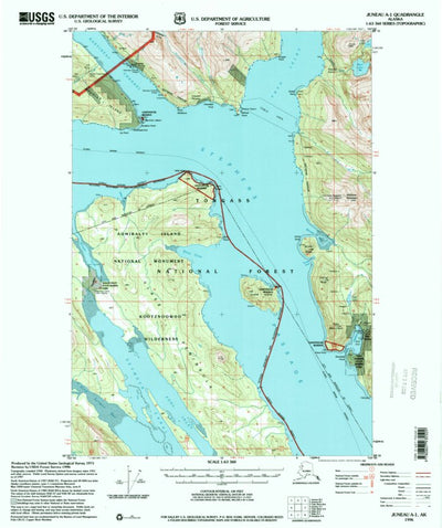 United States Geological Survey Juneau A-1, AK (1996, 63360-Scale) digital map