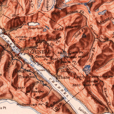 United States Geological Survey Juneau, AK (1951, 250000-Scale) digital map