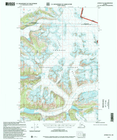 United States Geological Survey Juneau D-2, AK (1997, 63360-Scale) digital map