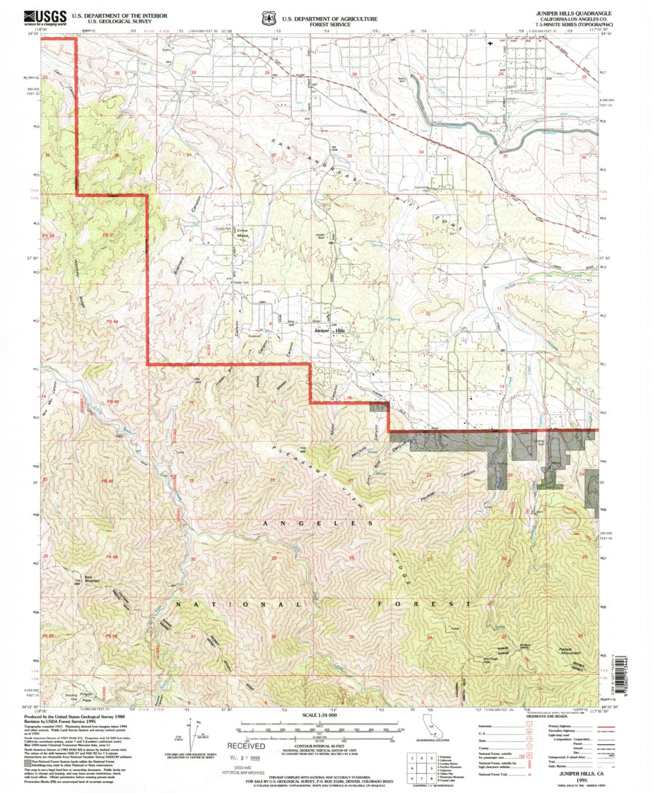 Juniper Hills, CA (1995, 24000-Scale) Map by United States Geological ...