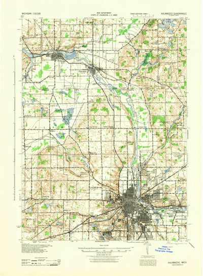 United States Geological Survey Kalamazoo, MI (1943, 62500-Scale) digital map