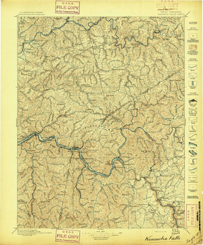 United States Geological Survey Kanawha Falls, WV (1897, 125000-Scale) digital map