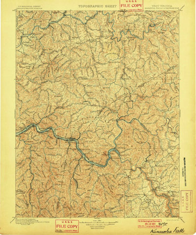 United States Geological Survey Kanawha Falls, WV (1901, 125000-Scale) digital map
