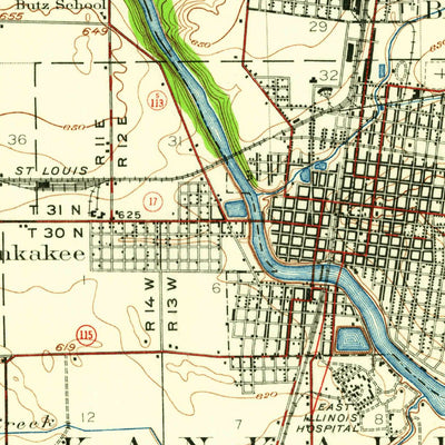 United States Geological Survey Kankakee, IL (1922, 62500-Scale) digital map