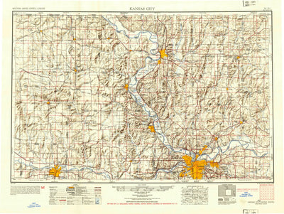 United States Geological Survey Kansas City, MO-KS-NE (1954, 250000-Scale) digital map