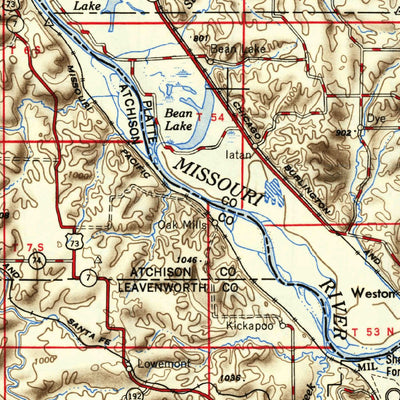 United States Geological Survey Kansas City, MO-KS-NE (1954, 250000-Scale) digital map