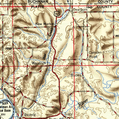 United States Geological Survey Kansas City, MO-KS-NE (1954, 250000-Scale) digital map