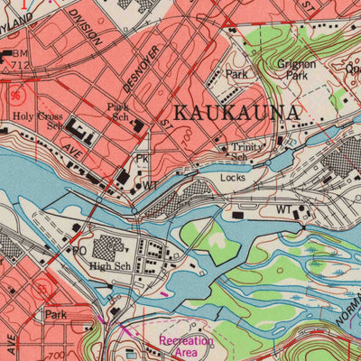 United States Geological Survey Kaukauna, WI (1974, 24000-Scale) digital map