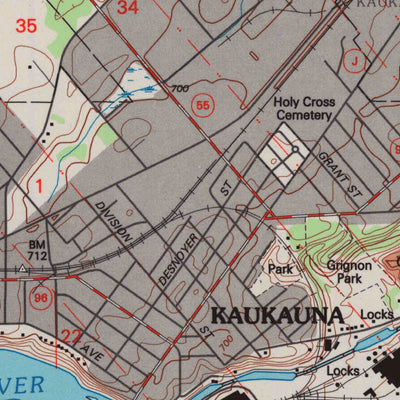 United States Geological Survey Kaukauna, WI (1992, 24000-Scale) digital map