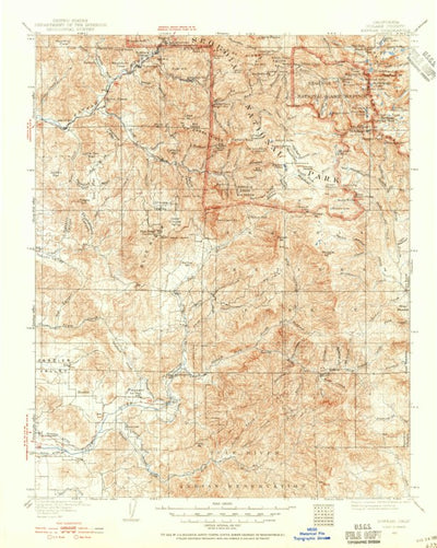 United States Geological Survey Kaweah, CA (1937, 125000-Scale) digital map