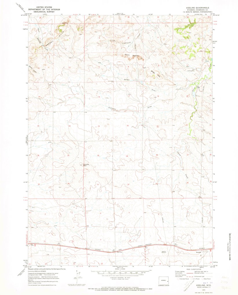 Keeline, WY (1970, 24000-Scale) Map by United States Geological Survey ...