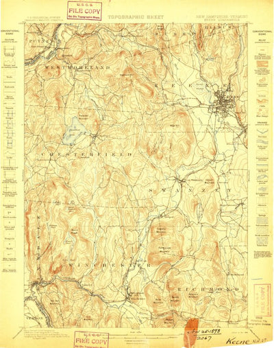 United States Geological Survey Keene, NH-VT (1898, 62500-Scale) digital map