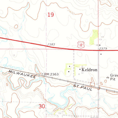 United States Geological Survey Keldron, SD-ND (1972, 24000-Scale) digital map