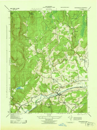 United States Geological Survey Kerhonkson, NY (1943, 31680-Scale) digital map