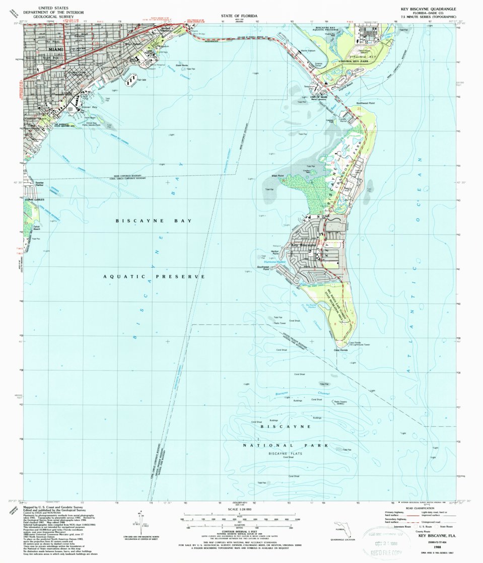 Key Biscayne, FL (1988, 24000-Scale) Map by United States