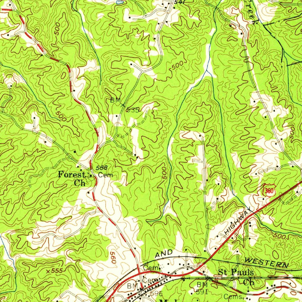 Keysville, VA (1958, 62500Scale) Map by United States Geological