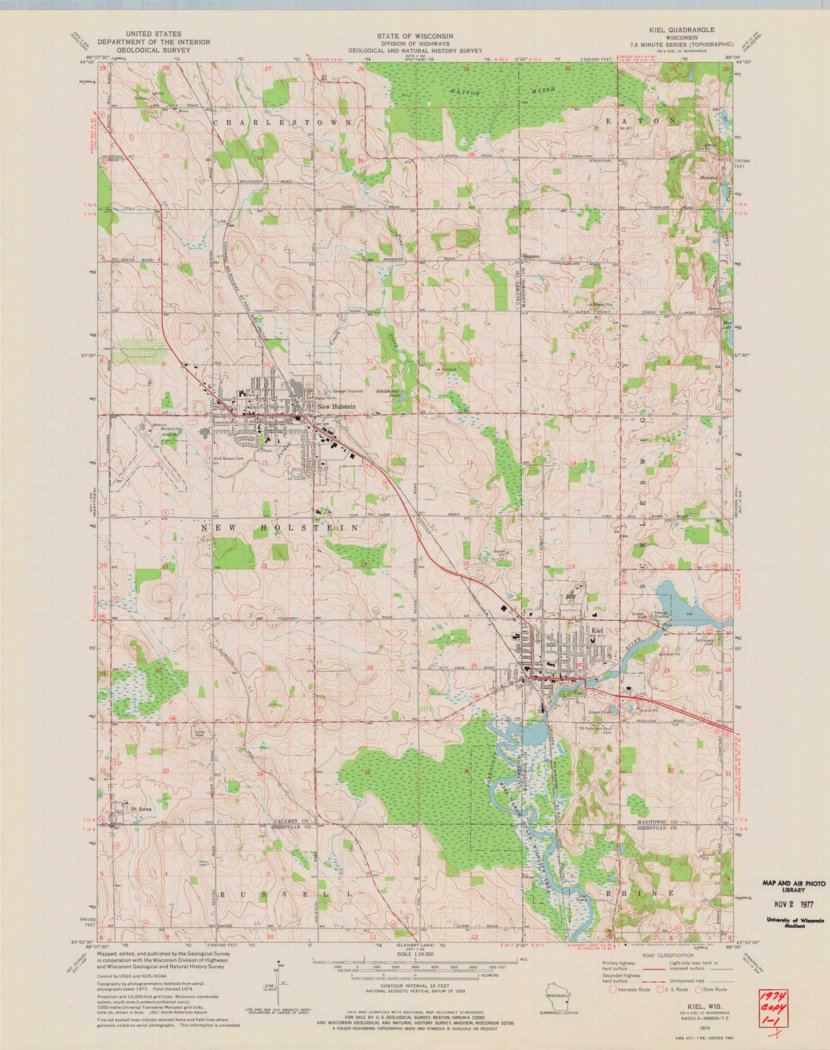 Kiel, WI (1974, 24000-Scale) Map by United States Geological Survey ...