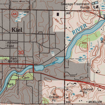 United States Geological Survey Kiel, WI (1992, 24000-Scale) digital map