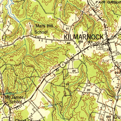 United States Geological Survey Kilmarnock, VA (1942, 62500-Scale) digital map