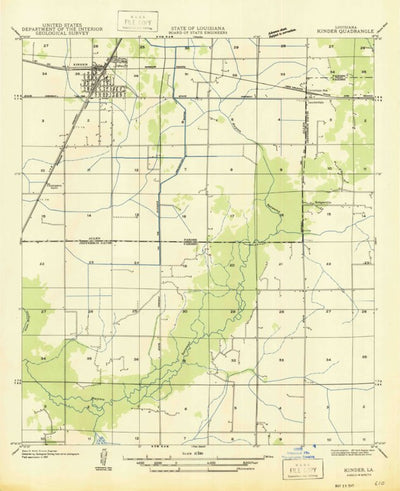 United States Geological Survey Kinder, LA (1947, 31680-Scale) digital map