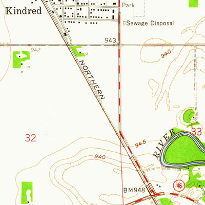 United States Geological Survey Kindred, ND (1959, 24000-Scale) digital map