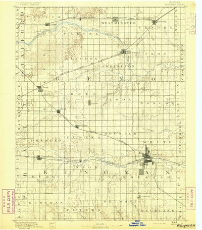 United States Geological Survey Kingman, KS (1892, 125000-Scale) digital map