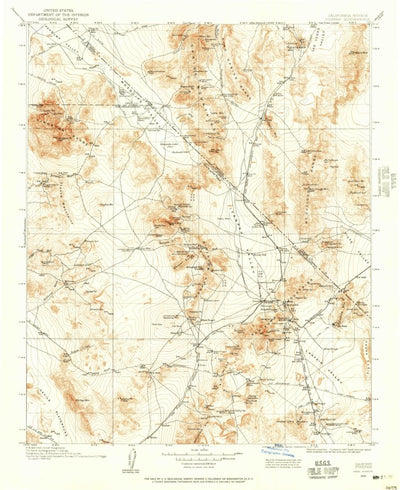 United States Geological Survey Kingman W, CA-NV (1910, 250000-Scale) digital map