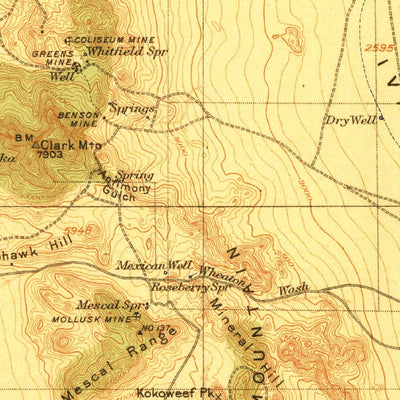 United States Geological Survey Kingman W, CA-NV (1912, 250000-Scale) digital map