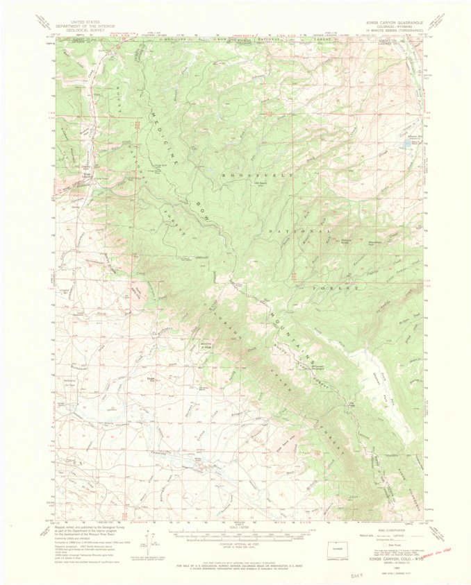 Kings Canyon CO WY 1955 62500 Scale - United States Geological Survey Kings Canyon Co Wy 1955 62500 Scale Digital Map 37058331410588 