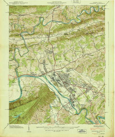 United States Geological Survey Kingsport, TN-VA (1939, 24000-Scale) digital map