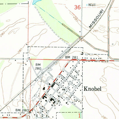 United States Geological Survey Knobel, AR (1964, 24000-Scale) digital map