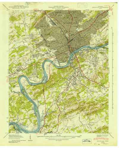 United States Geological Survey Knoxville, TN (1942, 24000-Scale) digital map