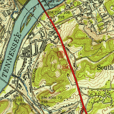 United States Geological Survey Knoxville, TN (1942, 24000-Scale) digital map
