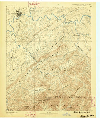 United States Geological Survey Knoxville, TN-NC (1886, 125000-Scale) digital map
